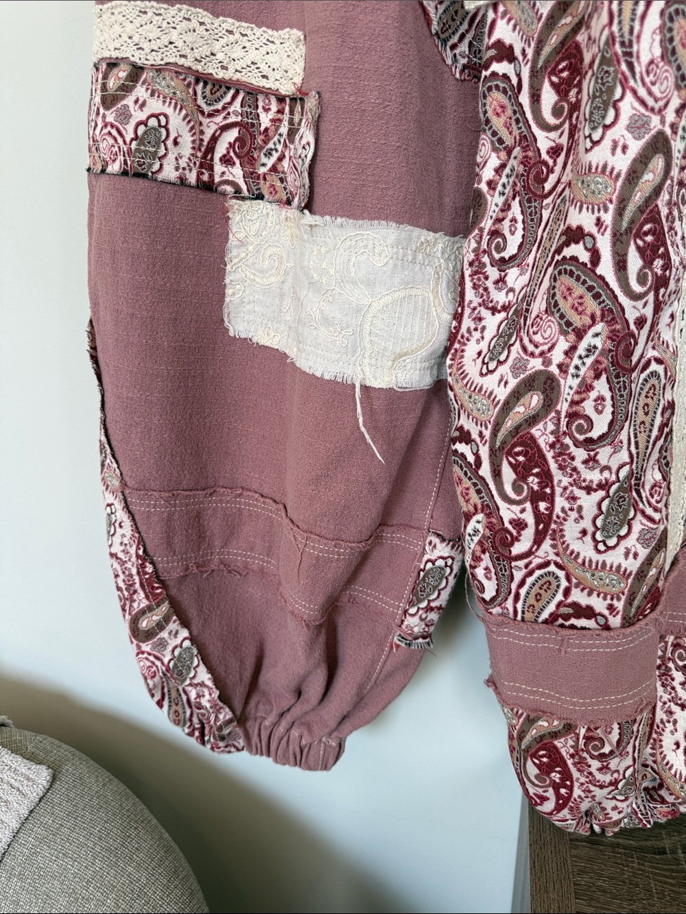 POL Boho Paisley Patchwork Women's Harem Pants - Mauve - Picture 9 of 16